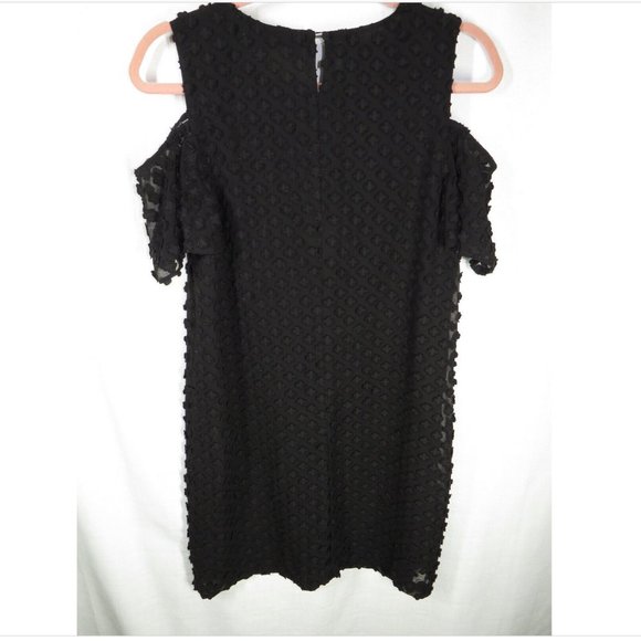 BCBGMAXAZRIA Black Cold Shoulder Floral Applique Dress - Picture 5 of 9